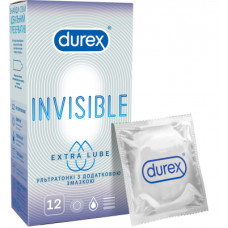 Презервативи Durex Invisible Extra Lube ультратонкі з додатковою змазкою 12 шт. (5052197057089)