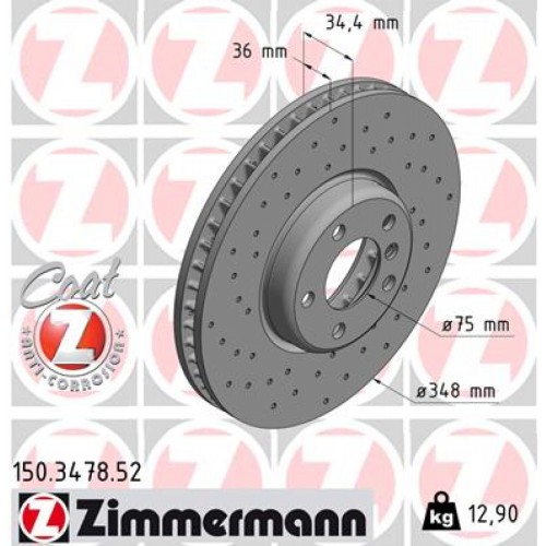 Гальмівний диск ZIMMERMANN 150.3478.52