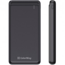 Батарея універсальна ColorWay 10 000 mAh Slim, Black (CW-PB100LPF2BK)