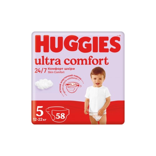 Підгузок Huggies Ultra Comfort 5 (12-22 кг) Mega 58 шт (5029053548784)