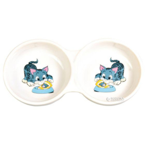 Посуд для котів Trixie Миска подвійна 2х150 мл (4011905040141)