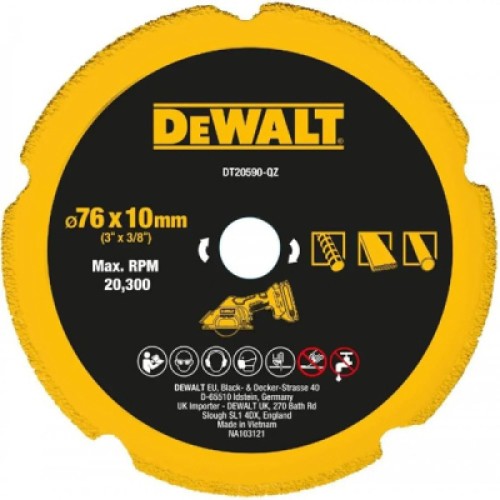 Диск пильний DeWALT універсальний 76 х 9,5 мм, 5z, FTG, 20 градусів (DT20590)