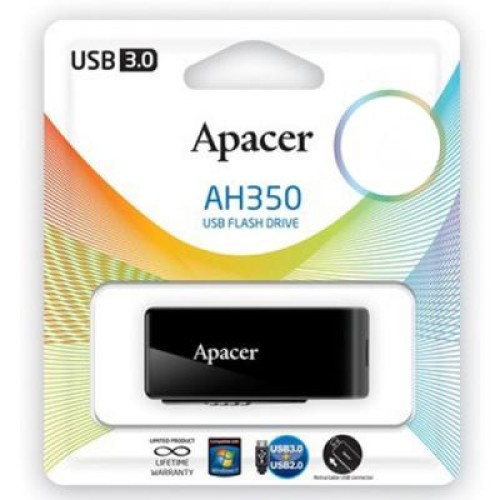 USB флеш накопичувач Apacer 64GB AH350 Black RP USB3.0 (AP64GAH350B-1)