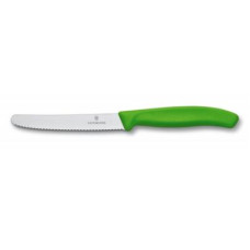 Кухонний ніж Victorinox SwissClassic для овощей 11 см, волнистое лезвие, зеленый (6.7836.L114)