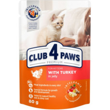 Вологий корм для кішок Club 4 Paws для кошенят в желе з індичкою 80 г (4820215364263)