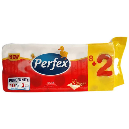 Туалетний папір Perfex Pure White 3 шари 10 рулонів (8600101745910)