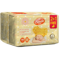 Дитячі вологі серветки Smile baby з екстрактом ромашки, алое та вітамінним комплексом 3 x 60 ш (42113803)