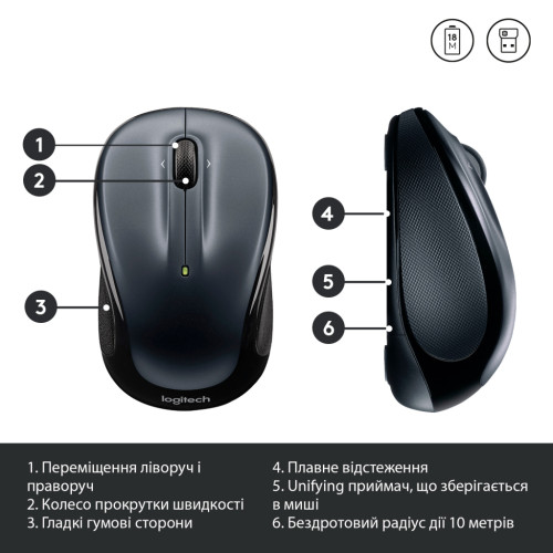 Мишка Logitech M325s Wireless Dark Silver (910-006812)