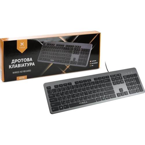 Клавіатура Vinga KB735 black-grey