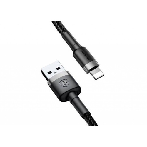 Дата кабель USB 2.0 AM to Lightning 0.5m Cafule 2.4A grey+black Baseus (CALKLF-AG1)