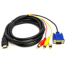 Кабель мультимедійний HDMI to VGA / 3*RCA 1.0m 1080p PowerPlant (CA912018)