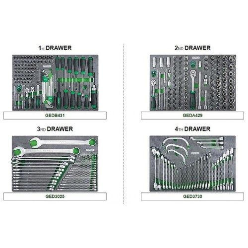 Візок з інструментом TOPTUL Pro-Plus в інструментальному візку 8 секцій 448 од. сіра (GE-44803)