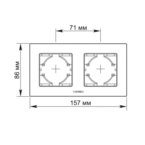 Рамка Videx BINERA чорне скло 2 пости (VF-BNFRG2H-B)