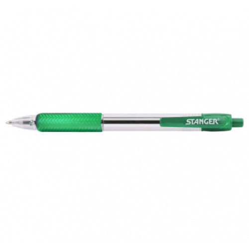 Ручка кулькова Stanger автоматична 1,0 мм, з грипом, зелена (18000300041)