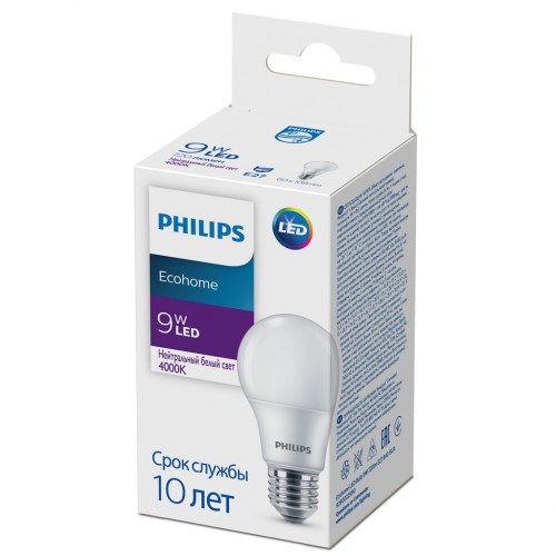 Лампочка Philips Ecohome LED Bulb 9W 720lm E27 840 RCA (929002299017)