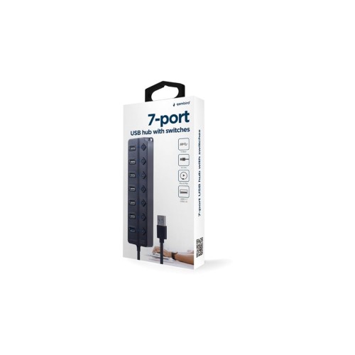 Концентратор Gembird 7 ports (1xUSB3.1+6xUSB2.0) switch black (UHB-U3P1U2P6P-01)