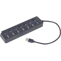 Концентратор Gembird 7 ports (1xUSB3.1+6xUSB2.0) switch black (UHB-U3P1U2P6P-01)