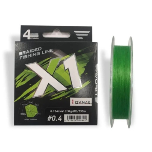 Шнур Favorite X1 PE 4x 150m 0.4/0.104mm 8lb/3.5kg Light Green (1693.11.26)