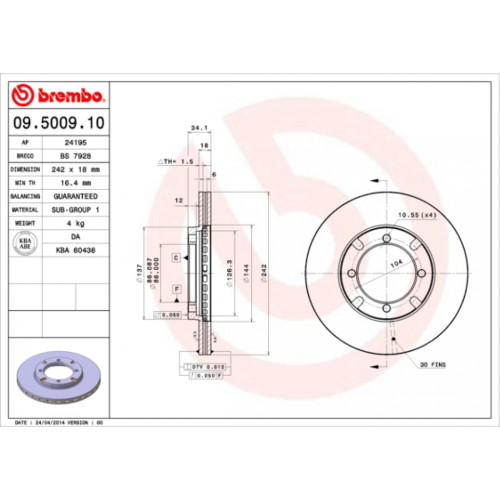 Гальмівний диск Brembo 09.5009.10