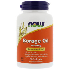 Трави Now Foods Олія огірника, Borage Oil, 1000 мг, 60 м'яких желатинових ка (NOW-01720)