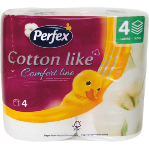 Туалетний папір Perfex Cotton Like Comfort Line 4 шари 4 рулони (8606108597934)