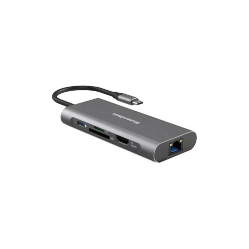 Концентратор PowerPlant USB-C to 2xUSB 3.0, 1xUSB 2.0, 1xType-C (PD), HDMI, SD, RJ45 (CA913497)