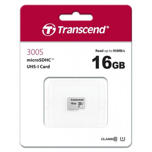 Карта пам'яті Transcend 16GB microSDHC class 10 UHS-I U1 (TS16GUSD300S)