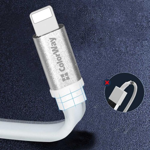 Дата кабель USB 2.0 AM to Lightning 0.25m white ColorWay (CW-CBUM-LM25W)