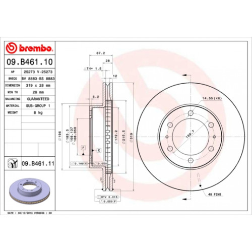 Гальмівний диск Brembo 09.B461.11