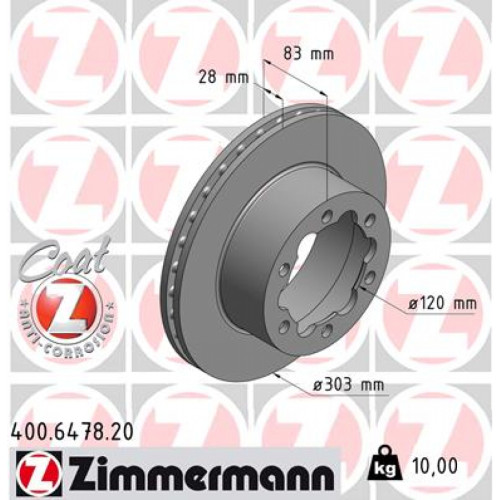 Гальмівний диск ZIMMERMANN 400.6478.20