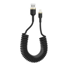 Дата кабель USB 2.0 AM to Lightning 1.0m spiral black ColorWay (CW-CBUL051-BK)