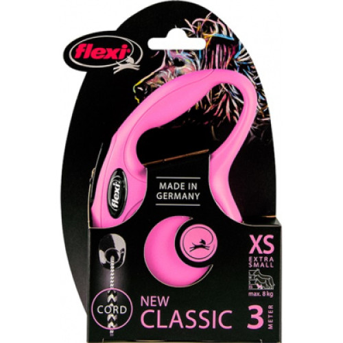 Повідок для собак Flexi New Classic XS трос 3 м (рожевий) (4000498022436)