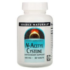 Амінокислота Source Naturals NAC (N-Ацетил-L-Цистеїн), 600 мг, N-Acetyl Cysteine, 30 таблеток (SN0849)