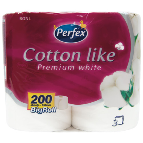 Туалетний папір Perfex Cotton Like Premium White 3 шари 4 рулони (8606102287329)