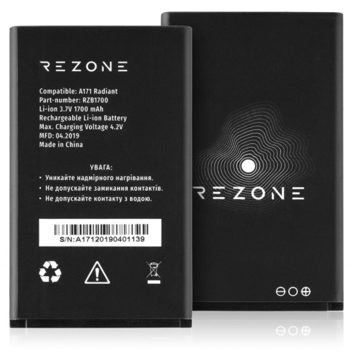 Акумуляторна батарея для телефону Rezone for A171 Radiant 1700mah (BL-17C)