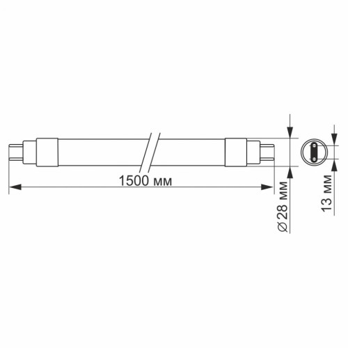 Лампочка Videx LED T8 24W 1.5M 6200K 220V, матовая (VL-T8-24156)