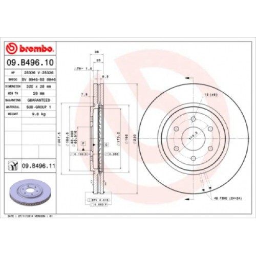 Гальмівний диск Brembo 09.B496.10