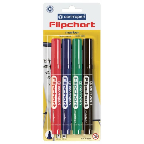 Маркер Centropen Flipchart 8550 2,5 мм, round tip, SET 4colors (BLister) (8550/4/BL)