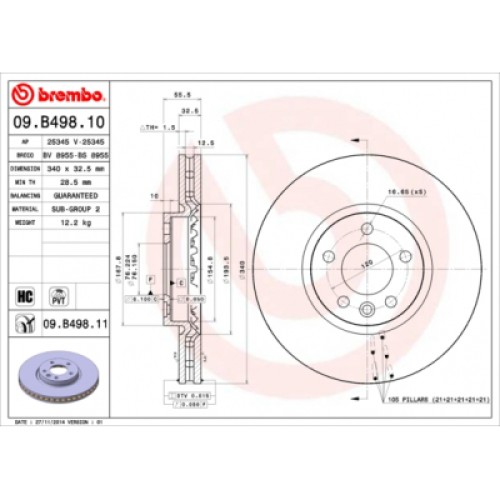 Гальмівний диск Brembo 09.B498.10