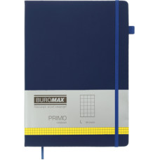 Книга записна Buromax Primo 190x250 мм 96 аркушів в клітинку обкладинка зі штучної шкіри Синя (BM.292161-02)