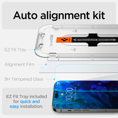 Скло захисне Spigen Apple Iphone 14 Pro Max Glas tR EZ Fit (2 Pack), Clear (AGL05202)