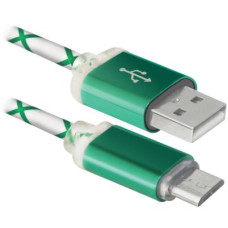 Дата кабель USB08-03LT USB - Micro USB, GreenLED backlight, 1m Defender (87557)