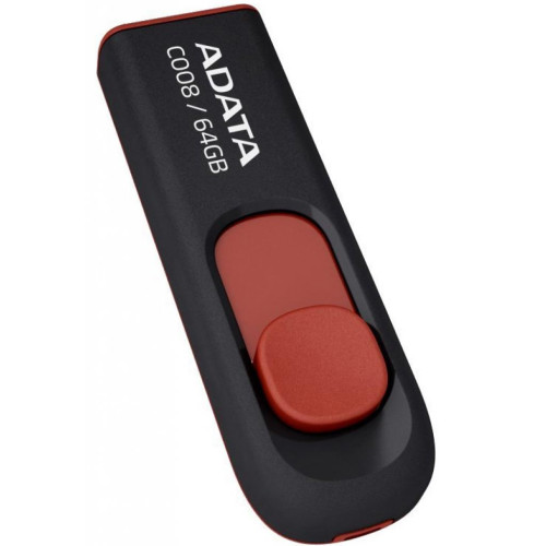 USB флеш накопичувач ADATA 64GB C008 Black+Red USB 2.0 (AC008-64G-RKD)