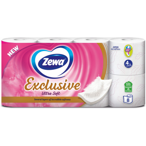 Туалетний папір Zewa Exclusive Ultra Soft 4 шари 8 рулонів (7322541046532/7322541191041)