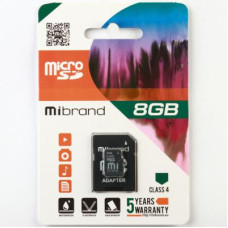 Карта пам'яті Mibrand 8GB microSD class 4 (MICDC4/8GB-A)