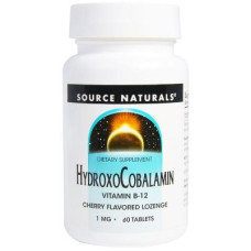 Вітамін Source Naturals Вітамін B12, 1 мг, Гідроксокобаламін, смак вишні, Hydroxocob (SN2654)