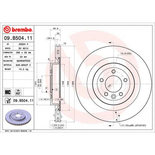 Гальмівний диск Brembo 09.B504.11