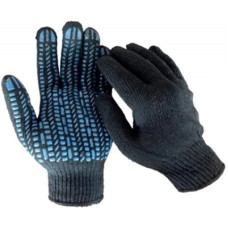 Захисні рукавички WERK ХБ чорні, сині "квадрати" (WE2122)
