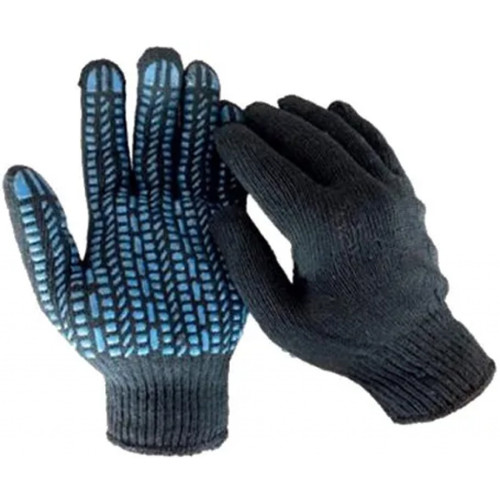 Захисні рукавички WERK ХБ чорні, сині "квадрати" (WE2122)