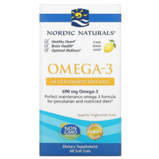 Жирні кислоти Nordic Naturals Омега-3, Смак Лимона, Omega-3, Lemon, 1000 мг, 60 гелевих ка (NOR41760)